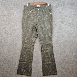 EPTM Jeans Men 32 Green Faux Leather Pants Roadhouse Flare Streetwear Grunge